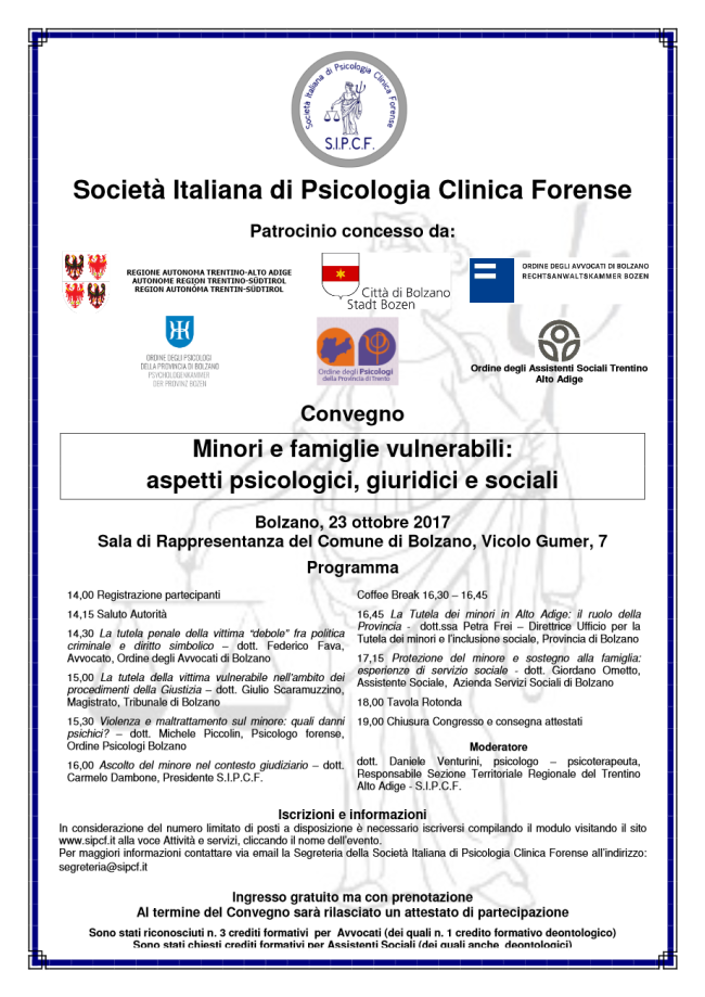 Convegno Società Italiana Psicologia Clinica Forense